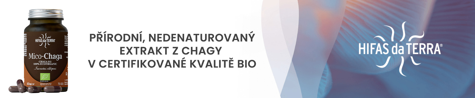  PŘÍRODNÍ, NEDENATUROVANÝ  EXTRAKT Z CHAGY  V CERTIFIKOVANÉ KVALITĚ BIO