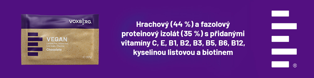 Hrachový (44 %) a fazolový proteinový izolát (35 %) s přidanými vitamíny C, E, B1, B2, B3, B5, B6, B12, kyselinou listovou a biotinem